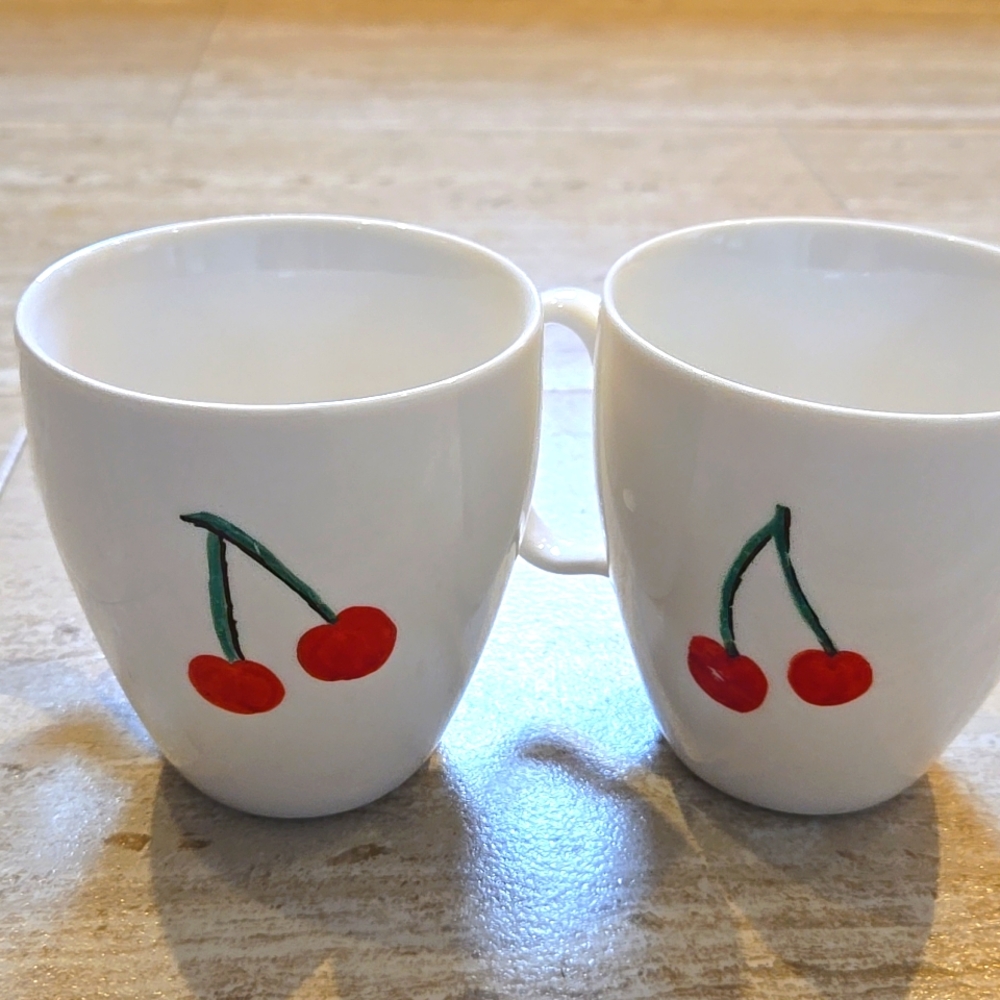 Starbuck's at Home Collection 2004 Set of Two Cherry Stem Mugs